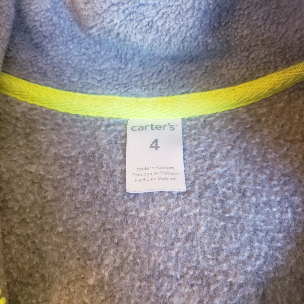 Boys Size 4 Carter's Gray Fleece Zip-up Jacket